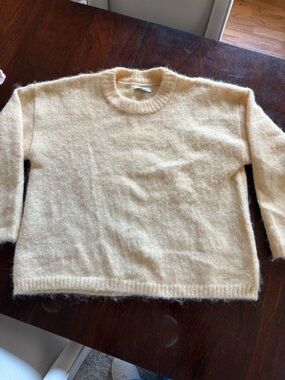 Topshop Cream Fuzzy Crewneck Sweater